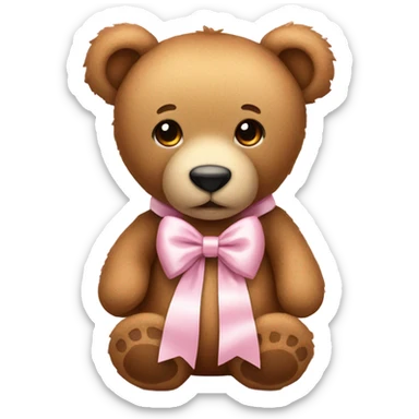 Teddy bear with light pink bow  sticker