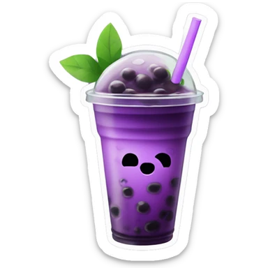 Purple boba tea with flat lit and green straw sticker