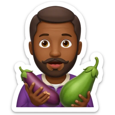 Dominican man with a beard has eggplant in his mouth sticker