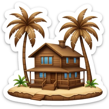 Brown house in Hawaii with palm tree sticker