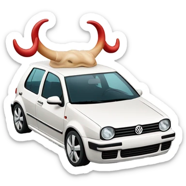 Volkswagen Golf with Bull horns on the hood￼ sticker