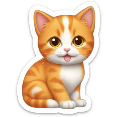 Orange kitten with bun in hand  sticker