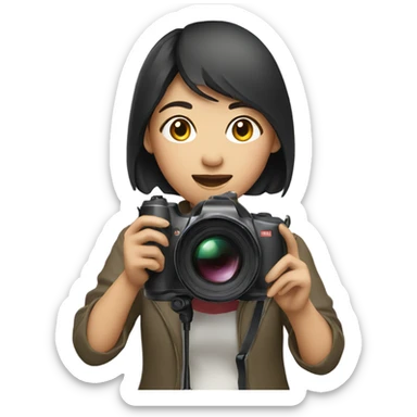 asian girl with video camera sticker