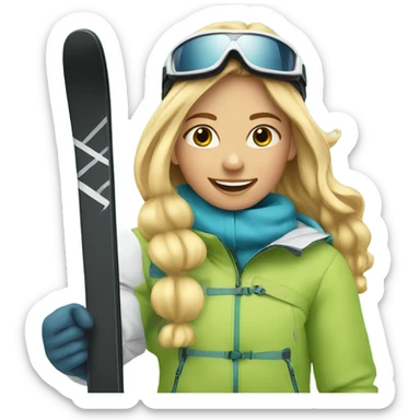 Blonde girl skiing sticker