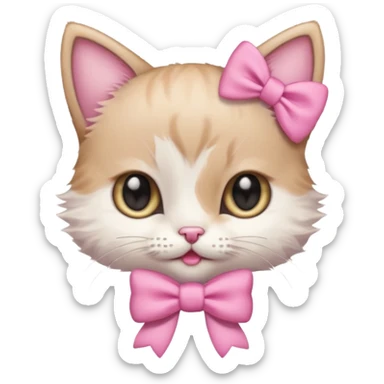 un gatito con un moño rosa sticker