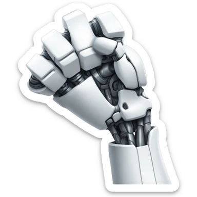 Flexing white mechanical cyborg arm and bicep sticker