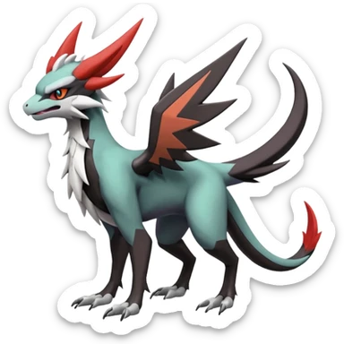 Noivern-Mightyena-Silvally-Fakémon-hybrid-creature (full body)  sticker