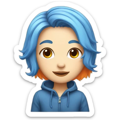 cat-blue-hair-with-tangerine sticker