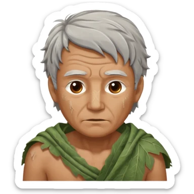 ancient man, tattered leaf cloth sticker
