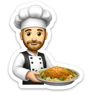 Pakistan chicken briyani with bearded chef with fair skin man sticker