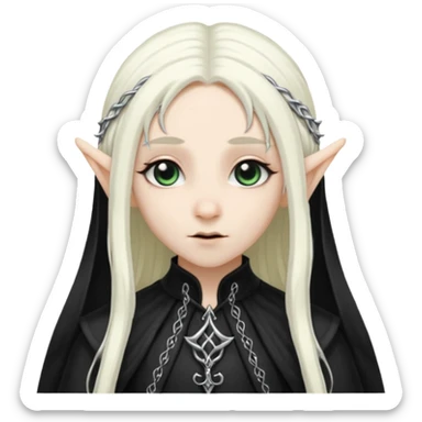 white long hair elf with goth cloth sticker