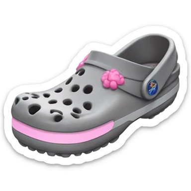 Grey Crocs with pink jibbitz sticker
