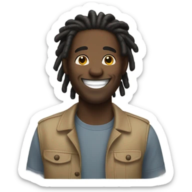 black man-dread locks-  no facial hair laughing sticker