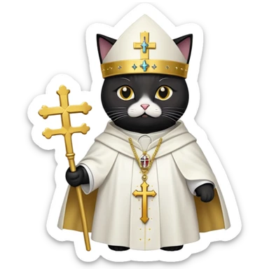 Black Cat  wearing pope clothes sticker