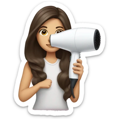 brunette girl holding a hair dryer and brush sticker