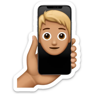 one hand showing iphone 17 pro with black screen frontal view, only hand and phone sticker