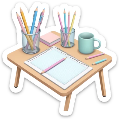 LAPIS , CANETA E REGUA EM TONS PASTEL ESCOLA COM IA E 3D sticker