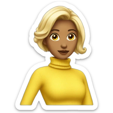 yellow skin beatifull woman turtleneck sticker