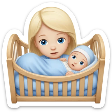blond blue eye newborn in crib sticker