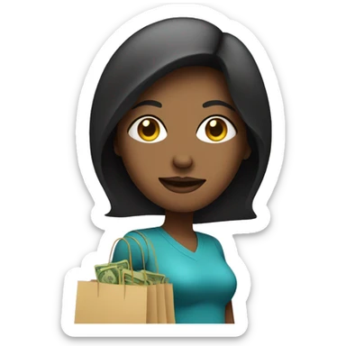 mom with a shopping bag with money symbol eyes sticker