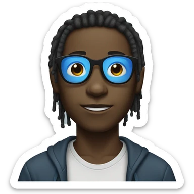 Black kid with blue glasses and short dreads sticker