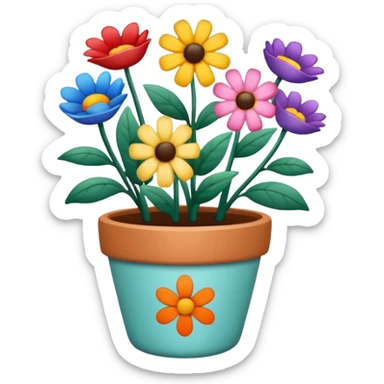 flower pot with flowers sticker