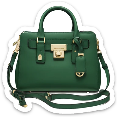 Realistic isolated forest green michael kors satchel purse.  sticker