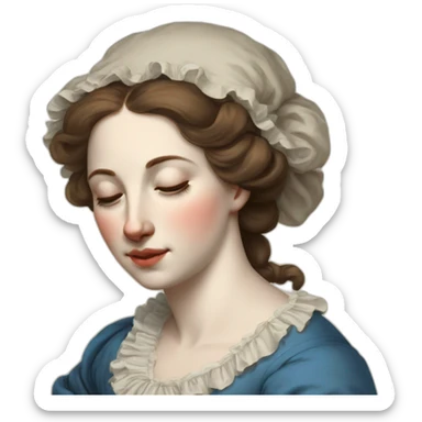 The folk french woman sleeping, blue eyes,brown hair, 18th century sticker