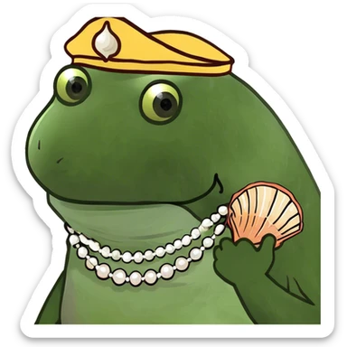 A smooth, oval-shaped seashell with a creamy or ivory color and a subtle shine. pearl in white or soft pink. The shell should look elegant, rare, and precious, as if it holds something valuable and majestic  sticker