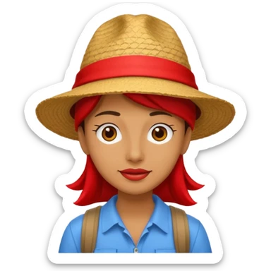 unique looking tourist with big unique red tourist hat sticker