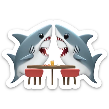 Shark on a date with about her shark sticker