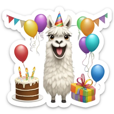 Funny llama with birthday sticker