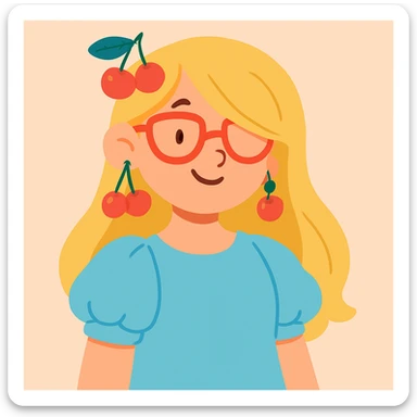 Add puffy sleeves to the woman's baby blue shirt, maintaining the soft pastel illustration style with gentle colors and smooth gradients. sticker