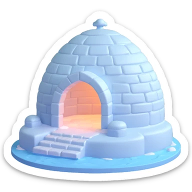 3D style igloo with soft shading and icy texture sticker