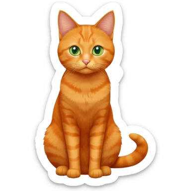full body solid orange domestic shorthair slim cat sitting sticker