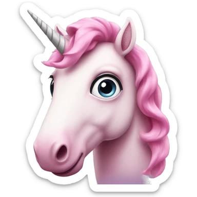pink unicorn with big eyes sticker