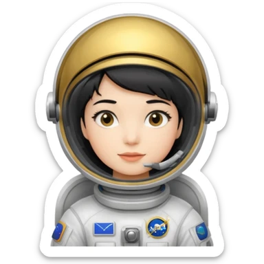 Young, female, astronaut suit, short black hair, white skin
 sticker