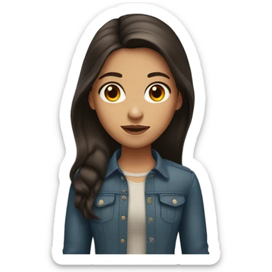 Girl with long dark brown hair and amber eyes sticker