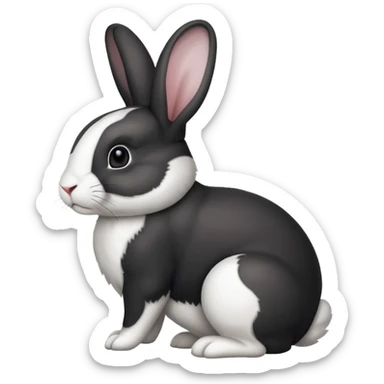 black and white dutch rabbit cute (ios7 style) sticker