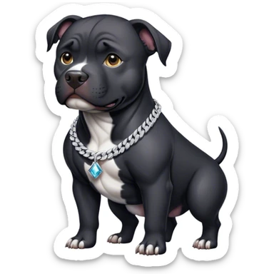Black pitbull dog with diamond chains ￼ sticker