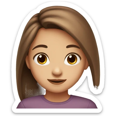 girl with brown eyes brown long hair cute beautiful sticker