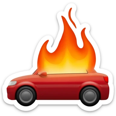 Car on fire sticker