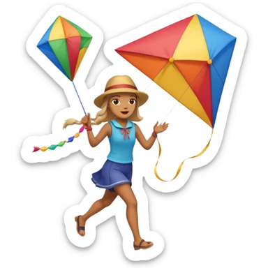 women with kite,Kite Flyers, big kite. sticker