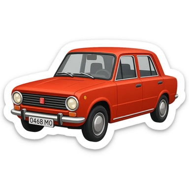 Create an emoji of a Zhiguli (VAZ-2101) car based on the provided photo. The emoji should be as close as possible to the Apple emoji style, with clean and simple design, and no background. sticker