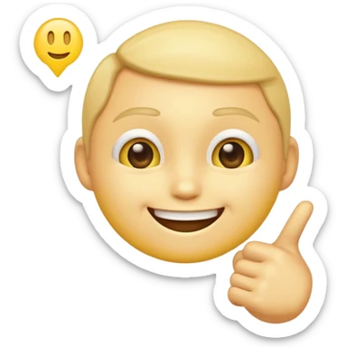 A normal smiling, not realistic looking, yellow emoji like the basic iPhone ones pointing to its head like it has a great idea sticker