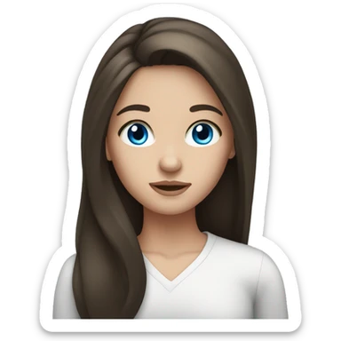 Brunette girl with long hair and blue eyes sticker