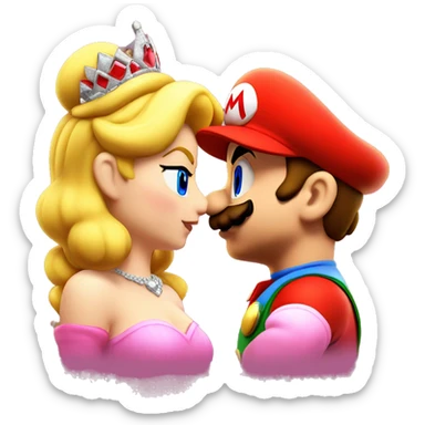 super mario kissing princess peach sticker