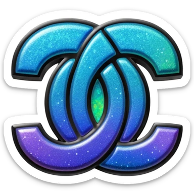 Realistic black opal glitter chanel sign sticker