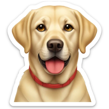 Yellow Labrador dog with a red bone in mouth sticker