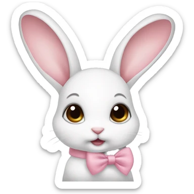 Baby bunny with coquette bow on ear sticker